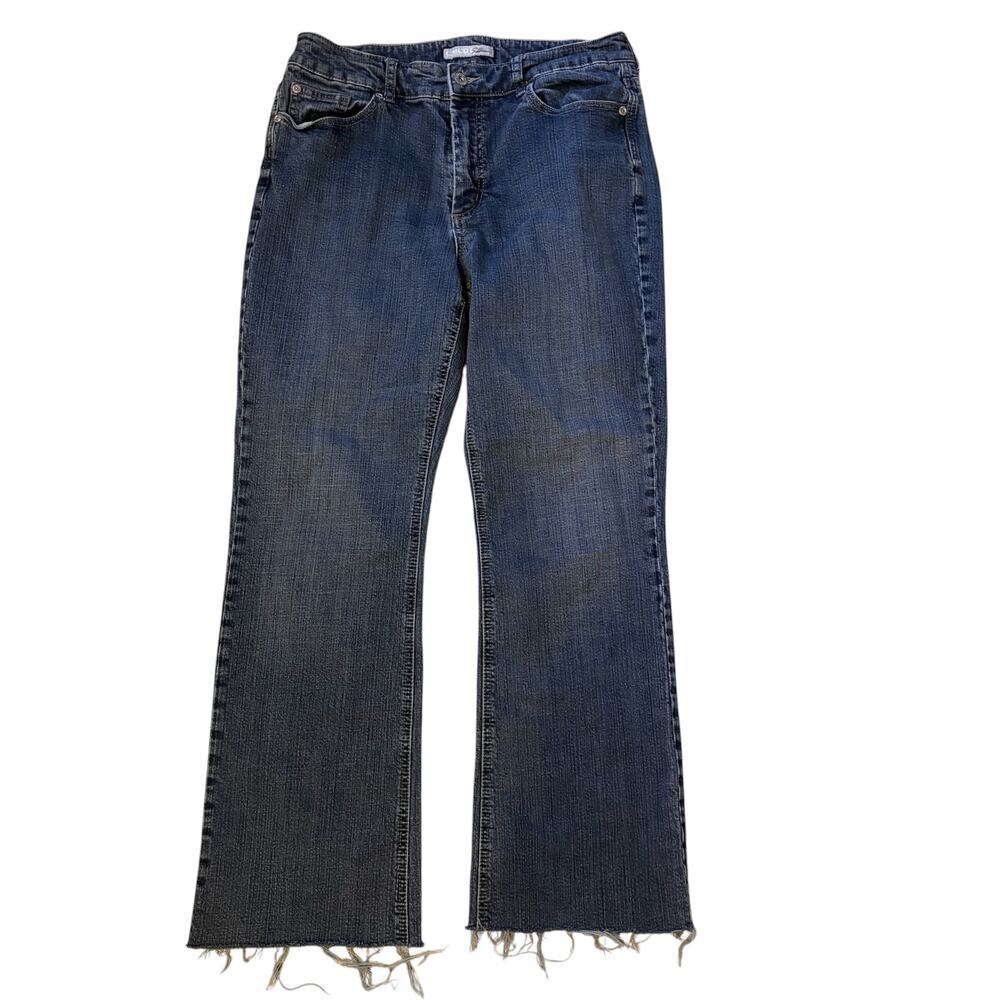 Chico's Platinum Denim Blue Jeans - Size 2 (10/12)- Raw Hem Bootcut/Flare